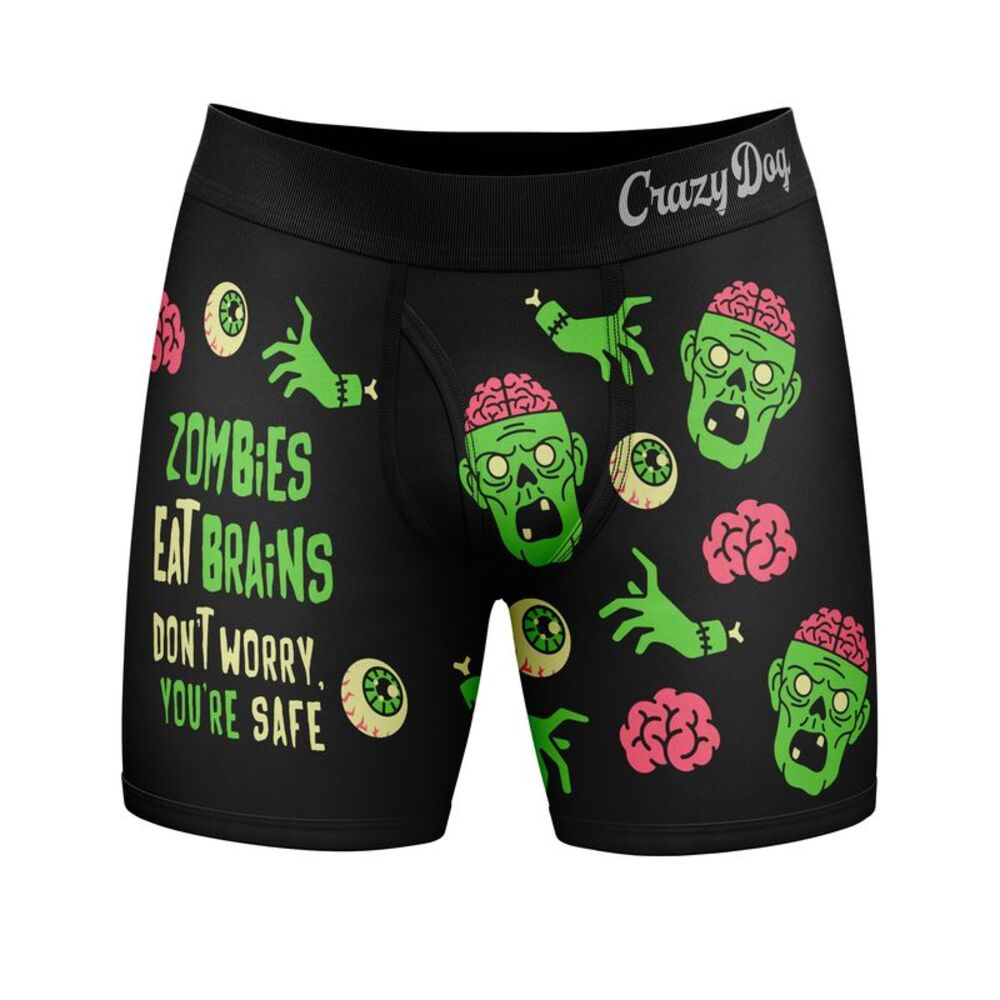 Mens Zombies Eat Brains Don't Worry You're Safe Boxer Briefs Funny Underwear for